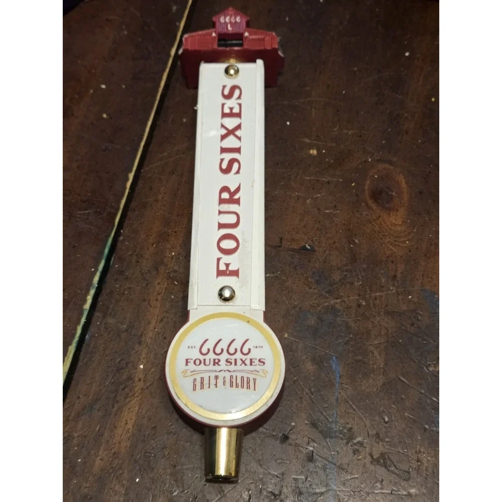 Four Sixes Grit & Glory Amber Lager Beer Tap Handle Red Barn Top Texas